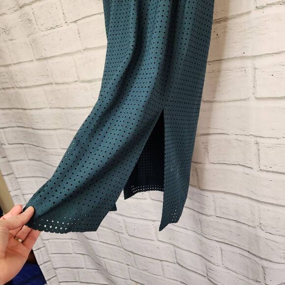 J. Crew Perforated Laser Cut Diamonds Draped Midi Dress Green Size 6 Holiday - Picture 7 of 14